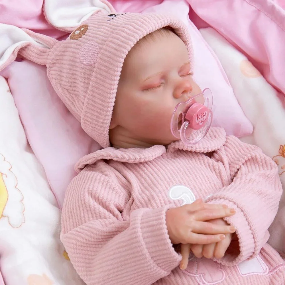 🆕18inch Soft Cloth Body Newborn Baby Poseable Limbs Pink Bella Doll Baby Girl